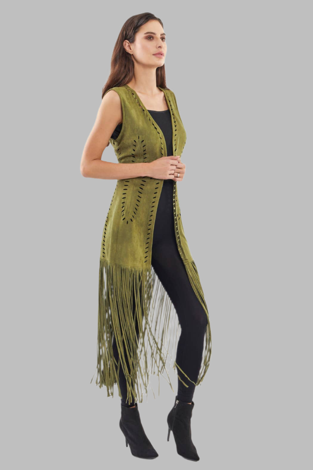 Bohemian Vegan Suede Fringe Vest