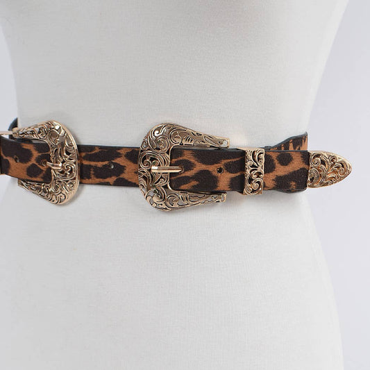 Dual Leopard Buckle Belt