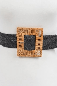 Handmade Bamboo Buckle Stretch Straw Belt