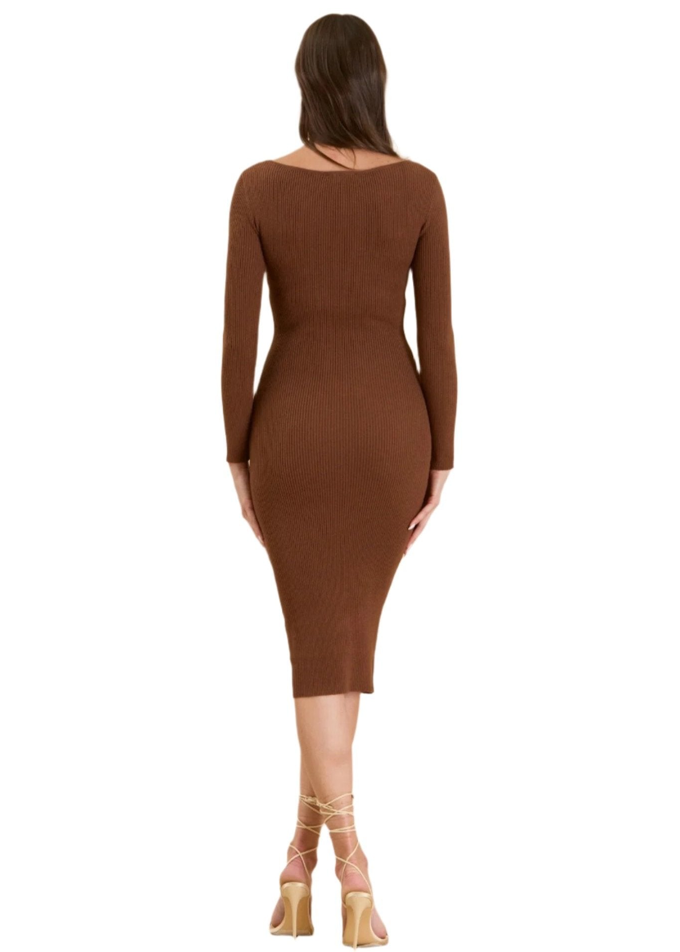 The Scoop Neck Knit Midi features long sleeves and an asymmetrical knit pattern, making it for staying warm while maintaining a stylish appearance. Don't hesitate; acquire yours today and embrace this distinctive look!