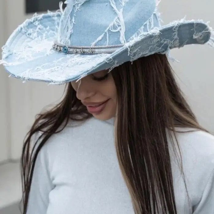 Betty Jo's Distressed Denim Cowboy Hat