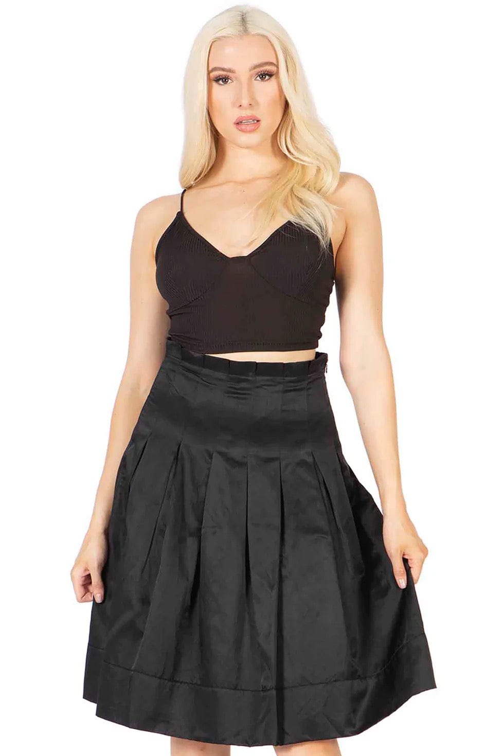 Fit and Flare Pleated Skirt