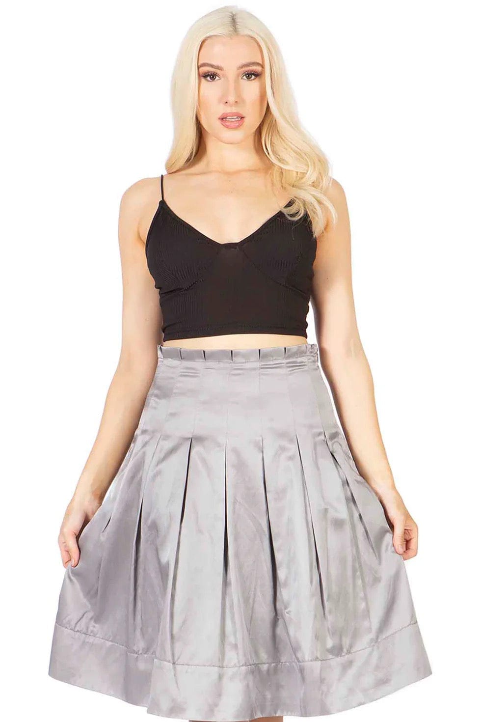 Fit and Flare Pleated Skirt