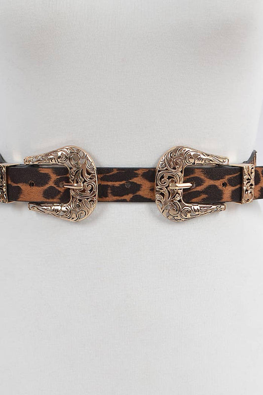 Dual Leopard Buckle Belt