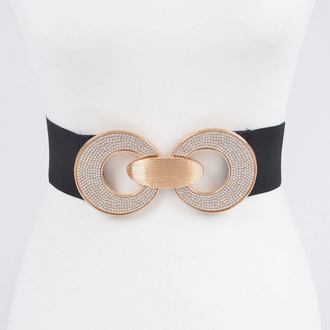 Rhinestone Two Buckle Elastic Belt