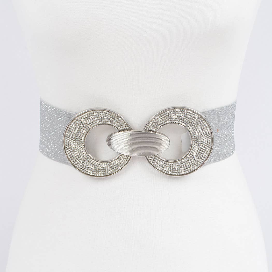 Rhinestone Two Buckle Elastic Belt