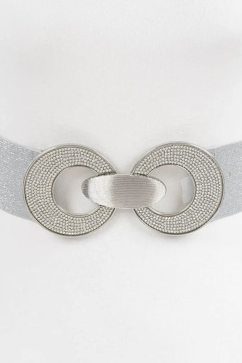 Rhinestone Two Buckle Elastic Belt